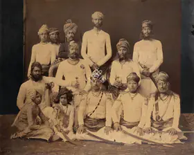 Studio Johnston & Hoffmann (Photographic Studio), Rajput Princes including Jaswant Singh of Jodhpur and Raghubir Singh of Bundi and members of their Families and Hoffmann, n.d. | Antiquarian Photograph