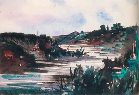 Ghose, Gopal (Artist). River Landscape, 1968 | Painting
