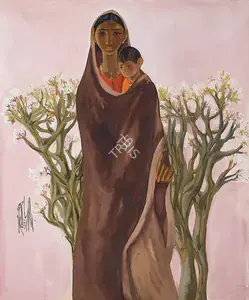 Prabha, B. (Artist). Untitled (Mother and Child), 1983 | Painting