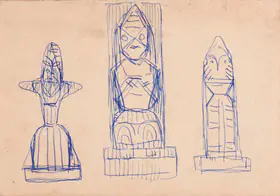 Roy, Jamini (Artist). Untitled (Dolls), c.1940 | Drawing