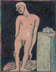 Chowdhury, Jogen (Artist). Model in the Artist's Studio, 2000 | Painting