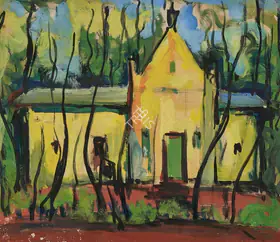 Gade, H.A. (Artist). The Yellow Church, c.1950s | Painting