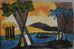 Husain, M.F. (Artist). Landscape VIII, 1986 | Painting