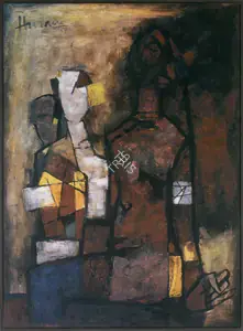 Husain, M.F. (Artist). Family, 1959 | Painting