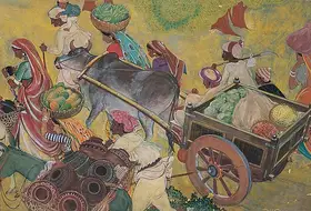 Shah, Somalal (Artist). Villagers Going to Market, early 1950s | Painting