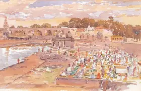 Bombay School (Artist). The Market Place, n.d. | Painting