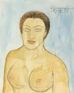 Souza, F.N. (Artist). Untitled (Female Bust), 1956 | Painting