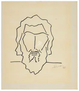 Husain, M.F. (Artist). Untitled (Self Portrait), 1988 | Drawing