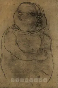 Chowdhury, Jogen (Artist). Man With Multiple Faces, 1961 | Drawing