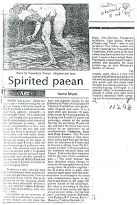 Murti, Isana (Writer). Spirited Paean, 08 October 1989 | Newspaper clipping | 00635230