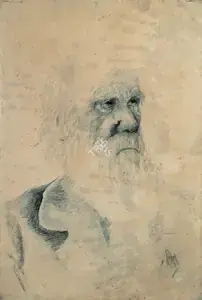 Sinha, Satish (Artist). Portrait of an Old Man, c.1943 | Drawing