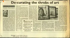 Mazumdar, Subhra (Reporter). De-Curating the Throbs of Art, 07 June 2003 | Newspaper Clipping | 00851826