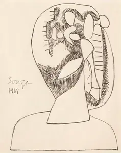 Souza, F.N. (Artist). Untitled (Head), 1967 | Drawing