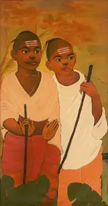 Aundhkar, Ramesh (Artist). Untitled (Two Boys), 2008 | Painting