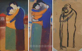 Roy, Jamini (Artist). Kiss, mid 1920s | Painting