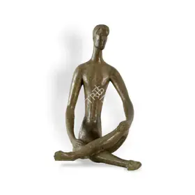 Chowdhury, S. Roy (Artist). Seated Man, 1954-1955 | Sculpture
