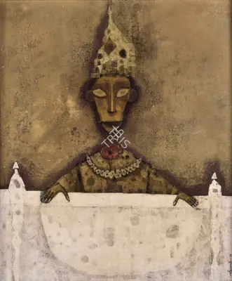 Pyne Ganesh Artist Untitled Tempera on canvas laid on card 1970 Painting EconomicsArt 00869636