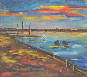 Roy, Jamini (Artist). River View At Sunset, n.d. | Painting