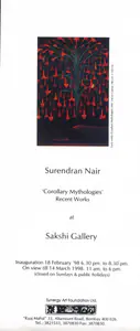 Nair, Surendran (Artist). Corollary Mythologies, 1998 | Solo Exhibition Invitation | 00859366