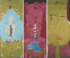Singh, Anjum (Artist). Ice Blue : Mirror - Yellow Flame, 1999 | Painting