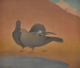 Chughtai, M.A.R. (Artist). Untitled (Pigeons), 1936 | Painting
