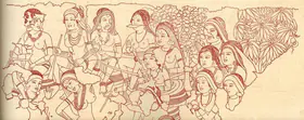 Unknown (Artist). Dancing Girls, Singers and Musicians at the Bodhi Tree, Early of Middle 1st Century B.C. | Sketch