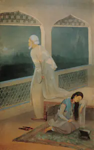 Chughtai, M.A.R. (Artist). Shah Jahan Looking at the Taj, early 1940s | Painting
