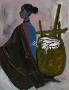 Prabha, B. (Artist). Untitled (Fisherwoman), 1969 | Painting