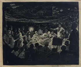 Hore, Somnath (Artist). Tebhaga Movement- At The Night Meeting, 1955 | Graphic Art