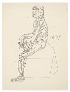 Souza, F.N. (Artist). Untitled (Seated Man), 1961 | Drawing