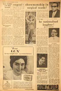 Nadkarni, D.V. (Reviewer). Fewer Heroines Stall Show Business !. In <i>Blitz - India's Greatest Weekly.</i> p. 22. Bombay: R.K. Karanjia, 15 October 1966 | Film Review | CinemaEducation | 00142946