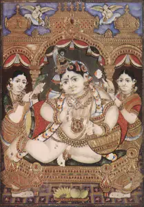 Tanjore School (Artist). Krishna with Two Attendants, n.d. | Painting