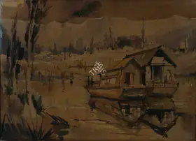 Dhond, P.A. (Artist). Kashmir Houseboat, early 1960s | Painting