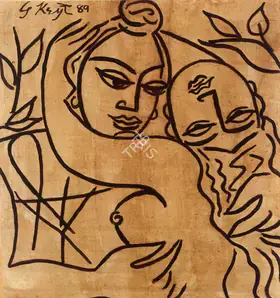 Keyt, George (Artist). Radha And Krishna, 1989 | Drawing