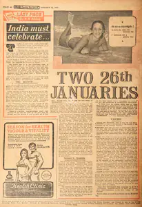 Abbas, Khwaja Ahmad (Columnist). India Must Celebrate…Two 26th Januaries. In <i>Blitz - India's Greatest Weekly.</i> p. 40. Bombay: R.K. Karanjia, 22 January 1977 | Essay | CinemaEducation | 00465819