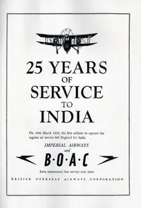British Overseas Airways Corporation (Advertiser). 25 Years of Service to India, 1954 | Advertisement