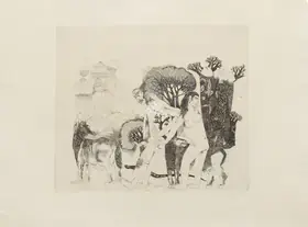 Goud, K. Laxma (Artist). Untitled (Nizampur V), 1975 | Aquatint