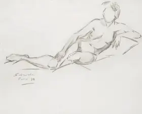 Sabavala, Jehangir (Artist). Nude Study (Paris), 1948 | Drawing