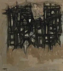 Ramkumar (Artist). Untitled (Beige And Black), 1975 | Painting