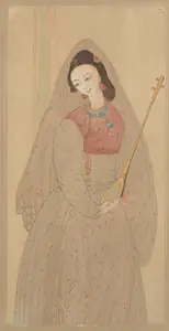 Chughtai, M.A.R. (Artist). Untitled (Girl With Instrument), n.d. | Painting
