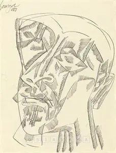 Souza, F.N. (Artist). Untitled (Abstract Head), 1957 | Drawing