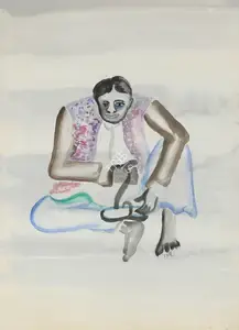 Khakhar, Bhupen (Artist). Untitled (Seated Man), n.d. | Painting