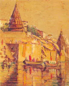 Benaras School (Artist). Manikarnika Ghat, n.d. | Painting