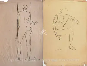 Chowdhury, Jogen (Artist). Study Of Woman (Standing Woman), 1954 | Drawing