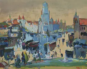 Raza, S.H. (Artist). Bombay - Municipal Headquarters, n.d. | Painting