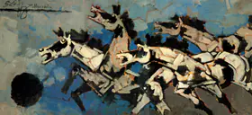 Husain, M.F. (Artist). Untitled (Horses), early 1970s | Painting