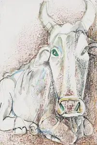 Sen, Paritosh (Artist). Benaras Bull, 1996 | Painting