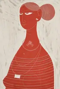 Raval, Rasik D. (Artist). Lady, n.d. | Painting