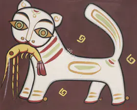 Roy, Jamini (Artist). Cat And Prawn, n.d. | Painting
