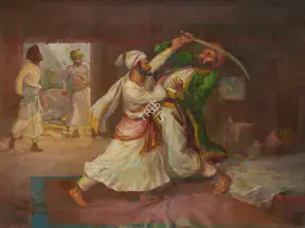 Muller, A.H. (Artist). Shivaji Killing Afzal Khan, n.d. | Painting